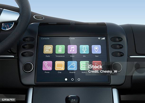 Smart Touch Screen Multimedia System For Automobile Stock Photo - Download Image Now