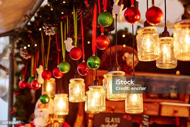 Decorations On A Parisian Christmas Market Stock Photo - Download Image Now - Christmas Market, Outdoors, Paris - France