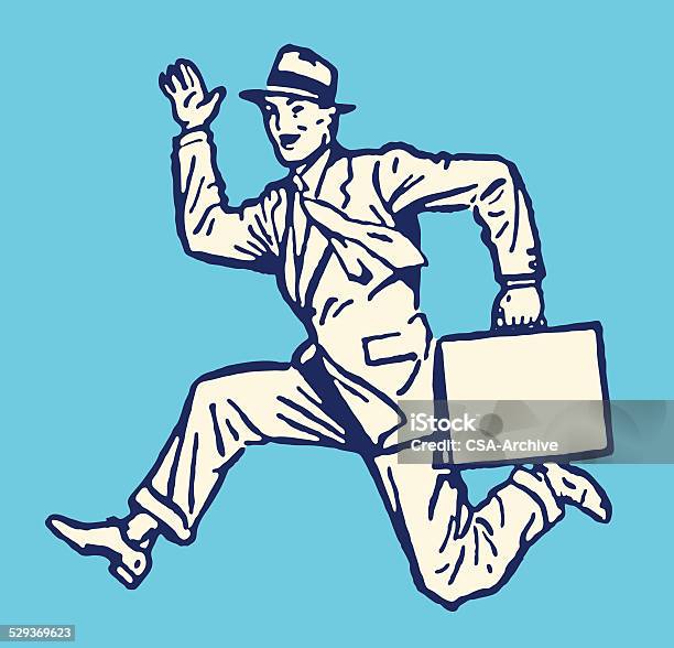 Man Running And Waving Stock Illustration - Download Image Now - Activity, Adult, Adults Only