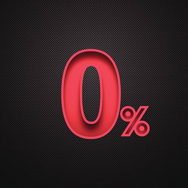 Zero Percent Design (0%). Red number on Carbon Fiber Background Zero percent off. Discount 0%.  zero number stock illustrations