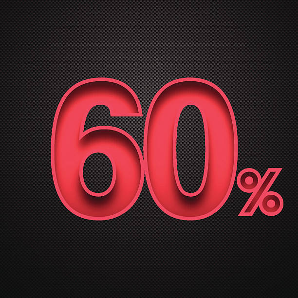 istock Sixty Percent Design (60%). Red number on Carbon Fiber Background 529371083