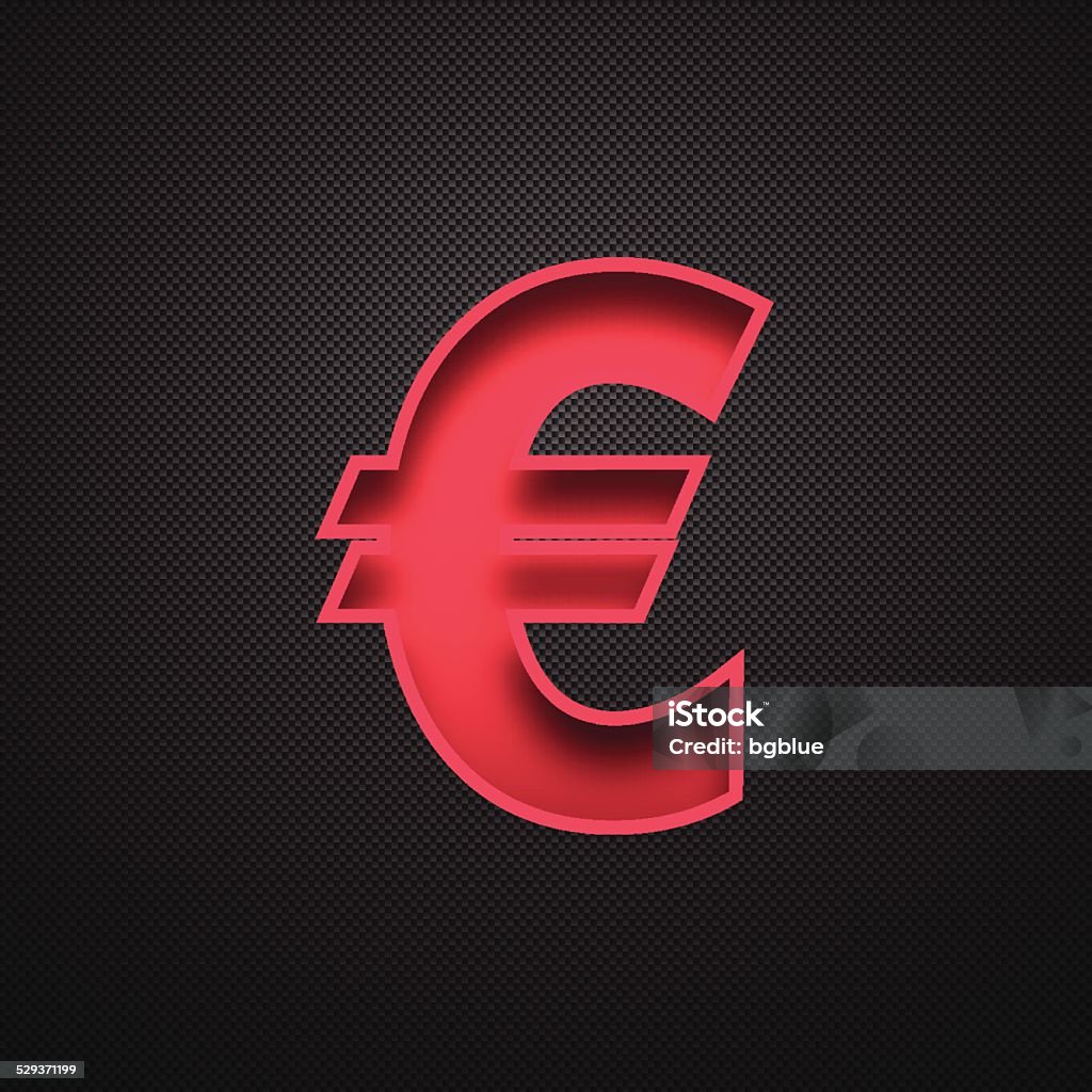 Euro Symbol € - Red Symbol on Carbon Fiber Background Euro Symbol on a realistic carbon fiber texture (black background). Three Dimensional stock vector