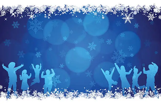 Vector illustration of Winter background[Blue illumination and snow]