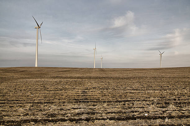 Wind Turbines with Dramatic Sky stock photo