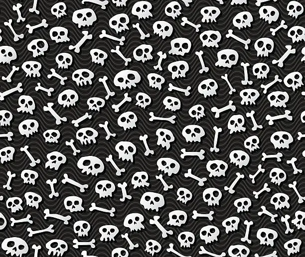Vector illustration of Skulls and Bones Seamless Pattern