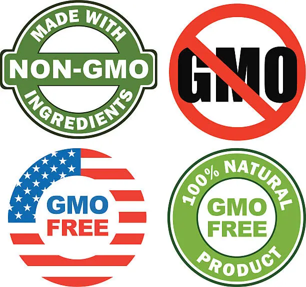 Vector illustration of Anti GMO stickers