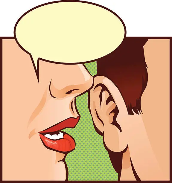 Vector illustration of Close Up Gossip With Speech Bubbles