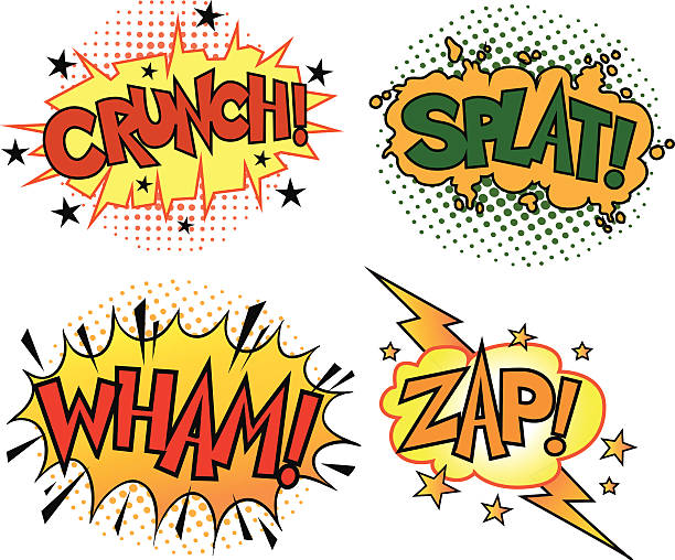 Four Comic Book Sound Set All images are placed on separate layers.  They are easy to remove or altered if needed. crunchy stock illustrations