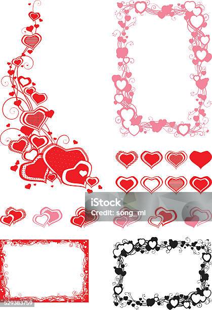 Set Of Borders With Hearts Stock Illustration - Download Image Now - Abstract, Angle, Arts Culture and Entertainment