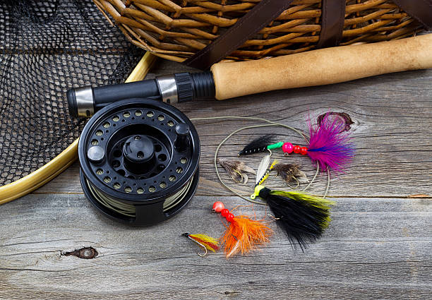 istock Fishing Gear on Rustic Wood 529385953