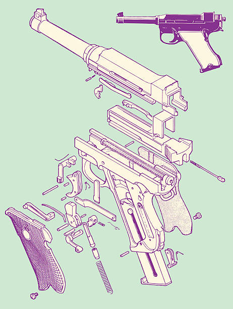 ilustraciones, imágenes clip art, dibujos animados e iconos de stock de pistola piezas juntos para que arma de mano - nobody handgun gun part of