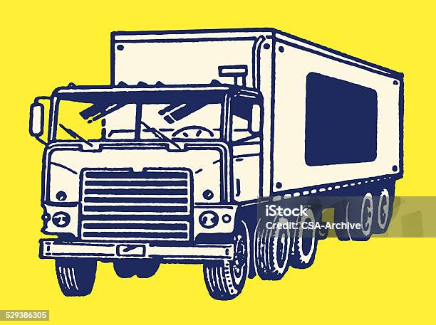 Ilustración de Semi Camión De y más Vectores Libres de Derechos de Arte Pop - Arte Pop, Camión articulado, Contenedor de carga