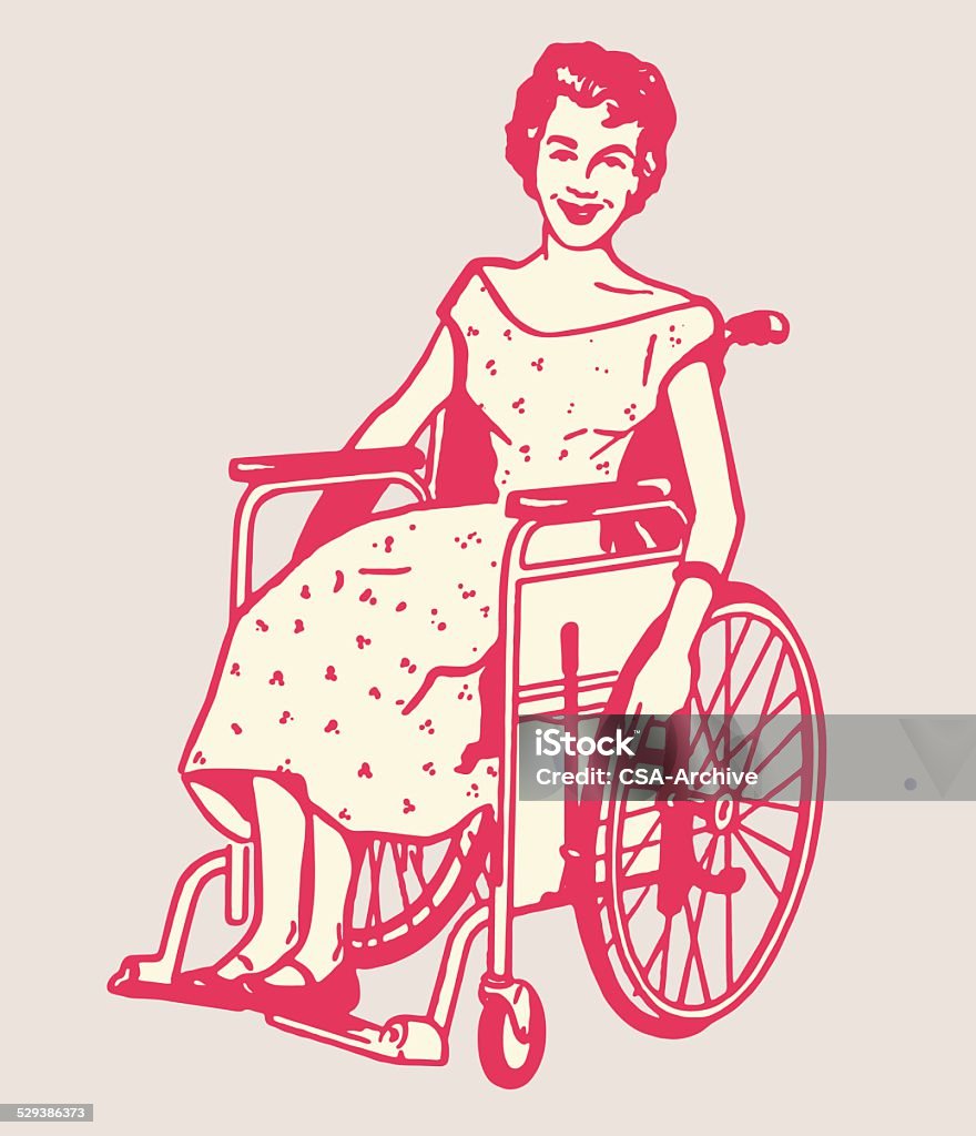 Mujer en silla de ruedas - arte vectorial de Adulto libre de derechos