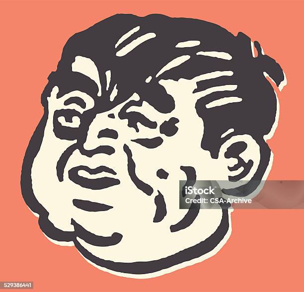 Man With Dark Hair And Big Head Stock Illustration - Download Image Now - Adult, Adults Only, Beaten Up