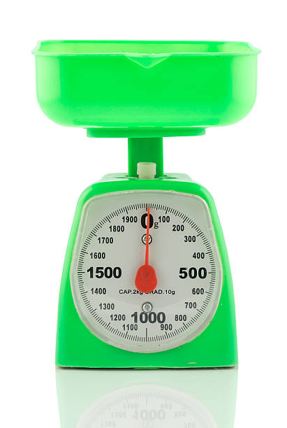 istock Green kitchen weighing scale for food ingredients 529387351