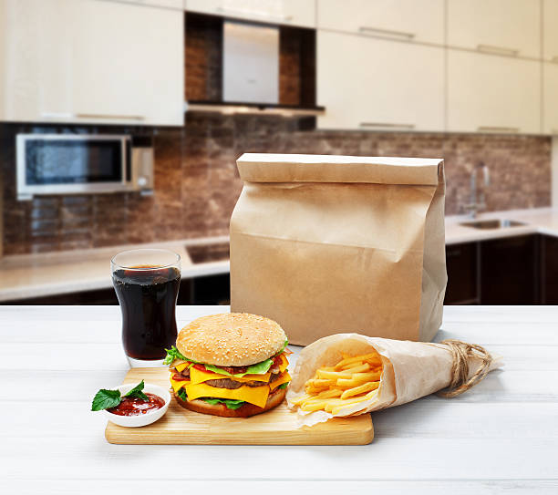 istock Fast food take away. Hamburger, cola and fries 529396972