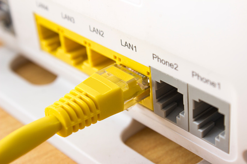 Desktop Computer Network Plus Modem Computer Network Plug Attached Modem Stock Photo - Download Image Now ...