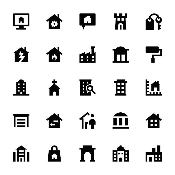 real estate vektor-icons 2 - fire sign computer icon symbol stock-grafiken, -clipart, -cartoons und -symbole