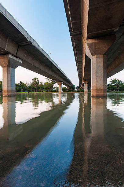 concrete bridge taken from a futuristic angle