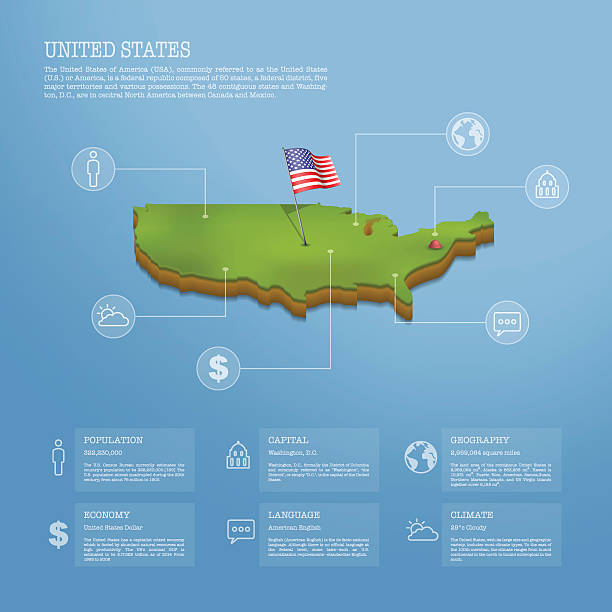 인포그래픽 유나이티드 상태 의 미국 (미국) 맵 - new york stock illustrations