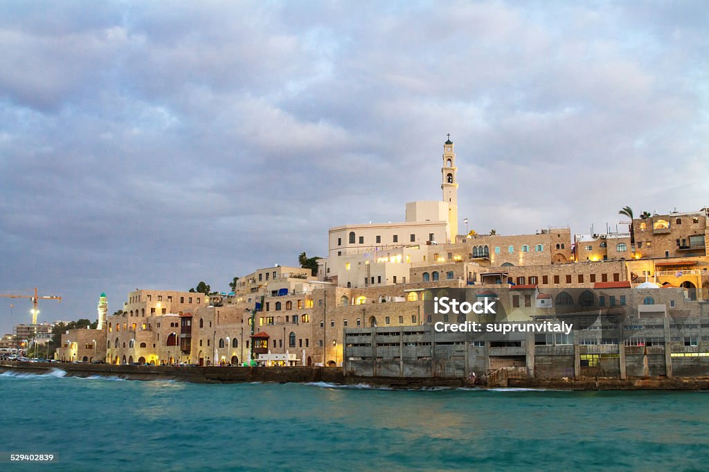 Jaffa port. Beautiful photos of the evening Jaffa from the sea. Israel Alley Stock Photo