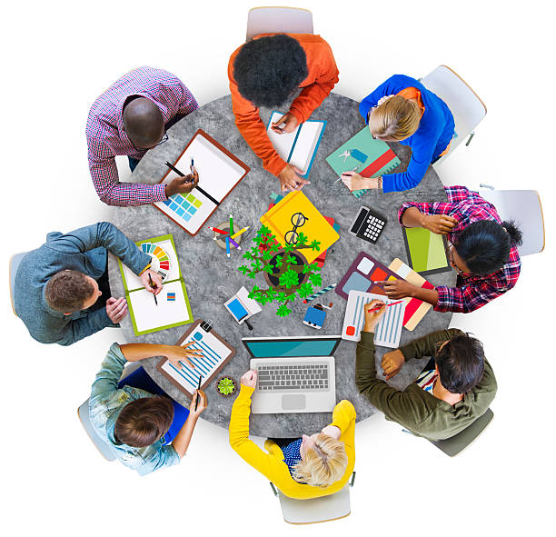 istock Aerial View of People with Digital Devices 529403965