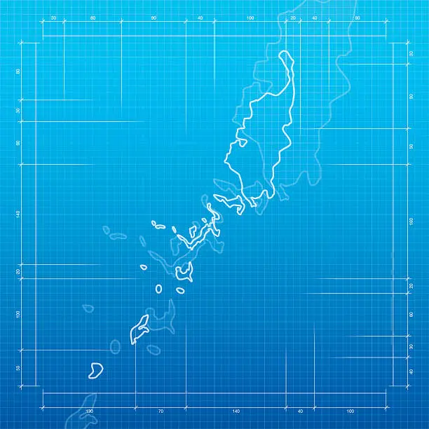 Vector illustration of Palau map on blueprint background