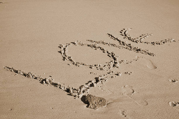 istock The word Love drawn on the beach sand 529404364