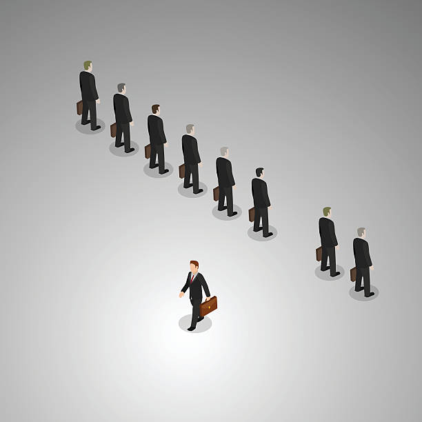 istock Businessman walks away from others people to new innovation. 529405288
