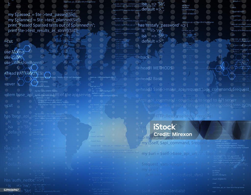 Coding World Map World Map With Circles And Computer Code Stock Illustration - Download ...