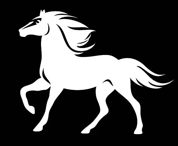 Vector illustration of white horse running