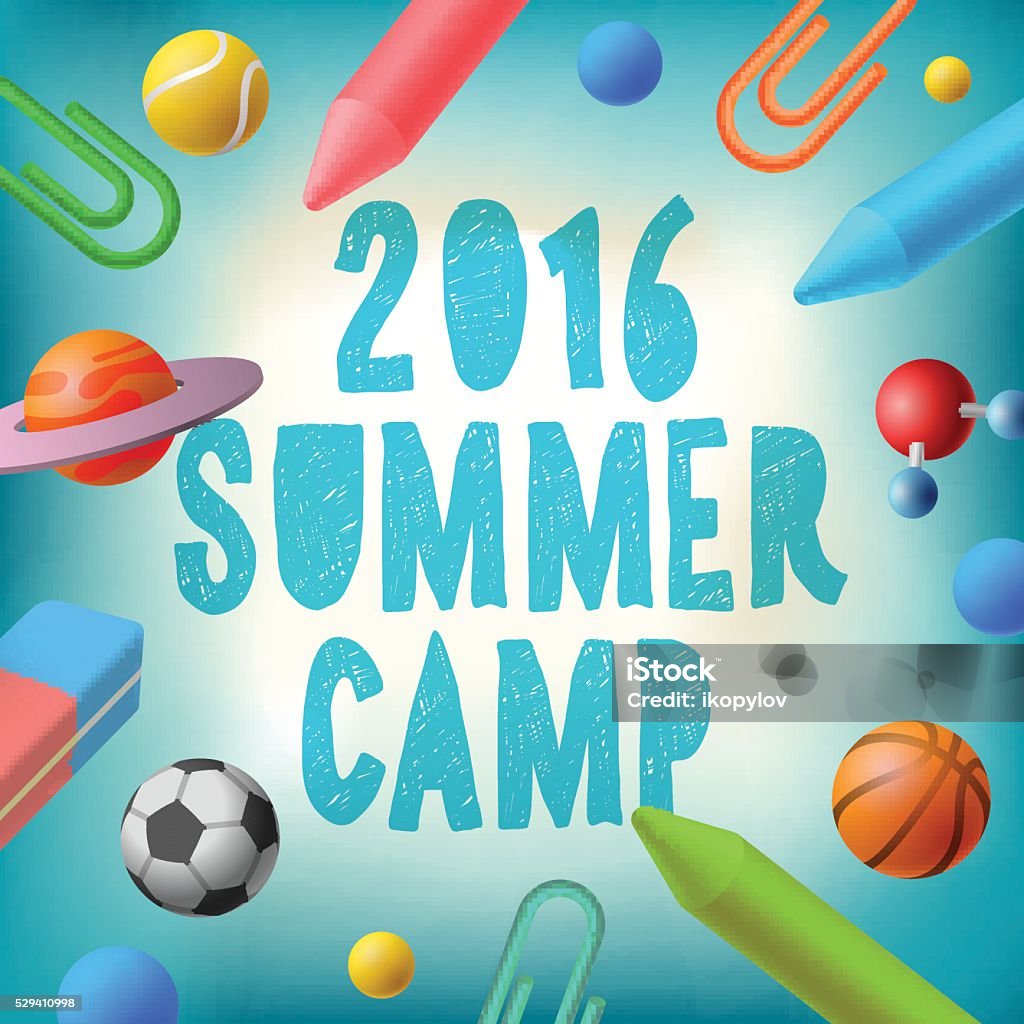 Summer camp 2016, themed poster Summer camp 2016, themed poster, vector illustration. Art Class stock vector