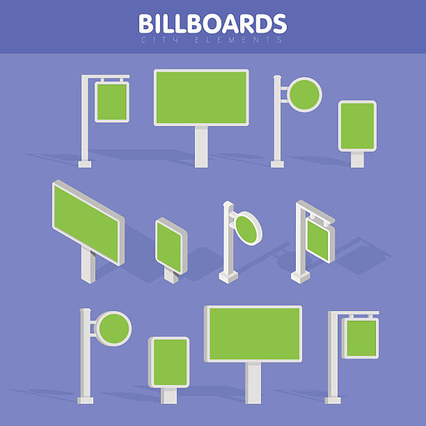 Billboards, advertise billboards, city light billboard. Billboards, advertise billboards, city light billboard.  Flat 3d isometric vector illustration for infographic. banner commercial sign outdoors marketing stock illustrations