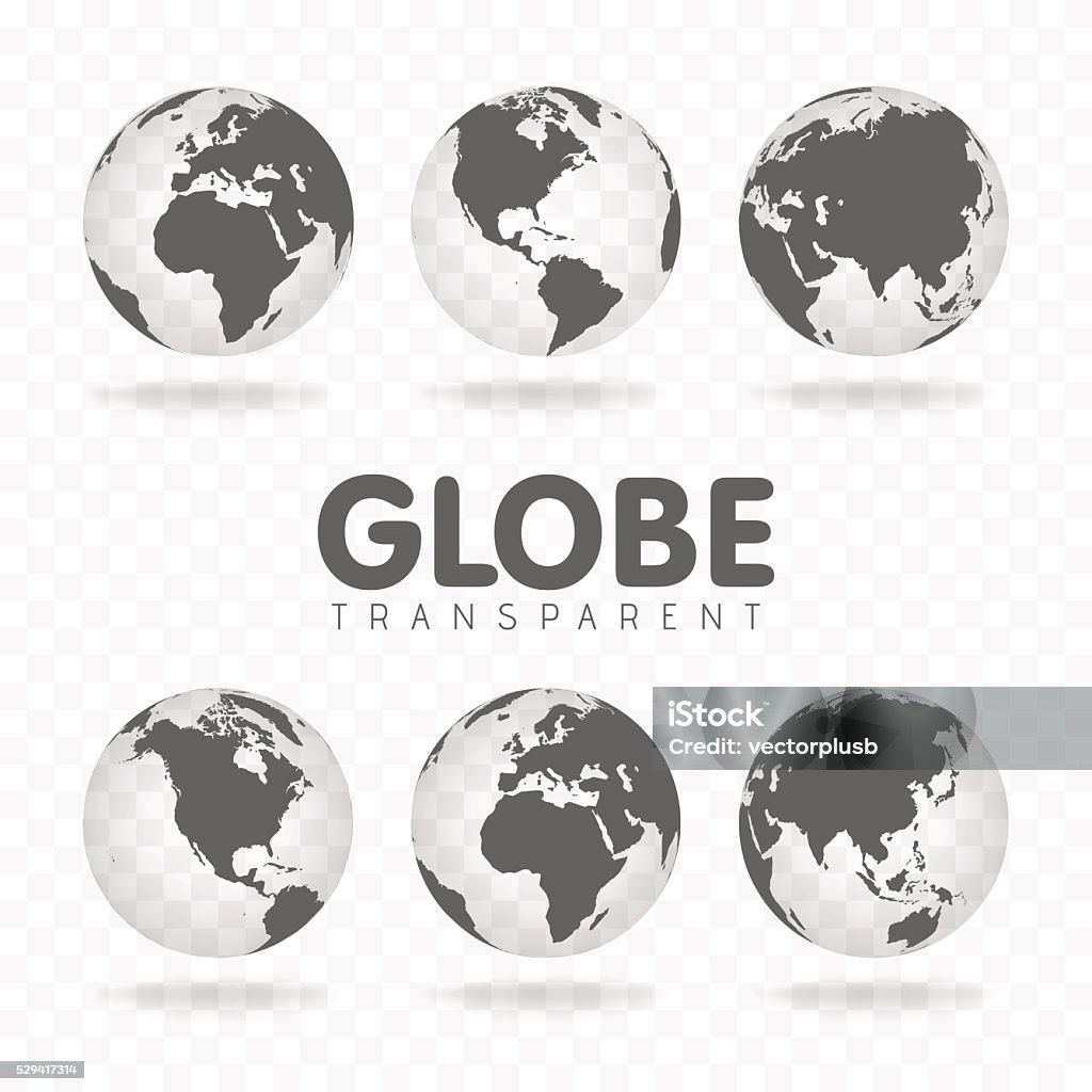 Vector Illustration of gray globe icons with different continents Vector Illustration of gray globe icons with different continents. Globe - Navigational Equipment stock vector