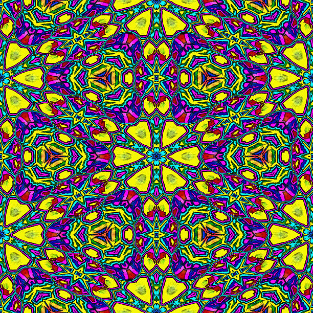 istock Seamless floral kaleidoscope wallpaper 529417797