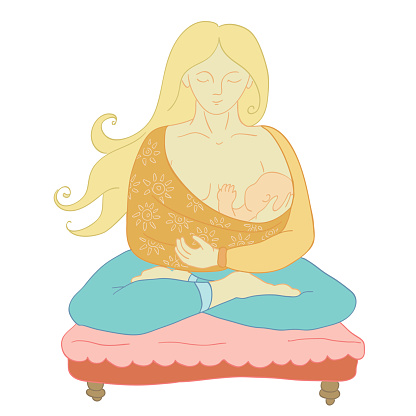 Yoga - The girl with the child (vector)