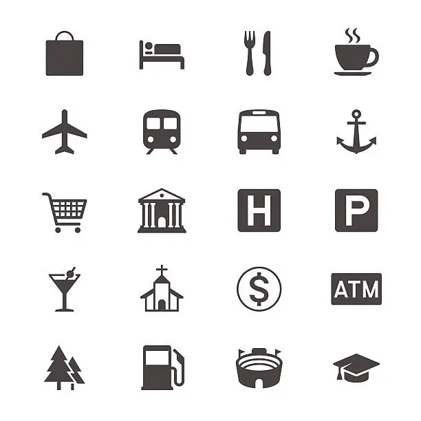 Vector illustration of Map and location flat icons