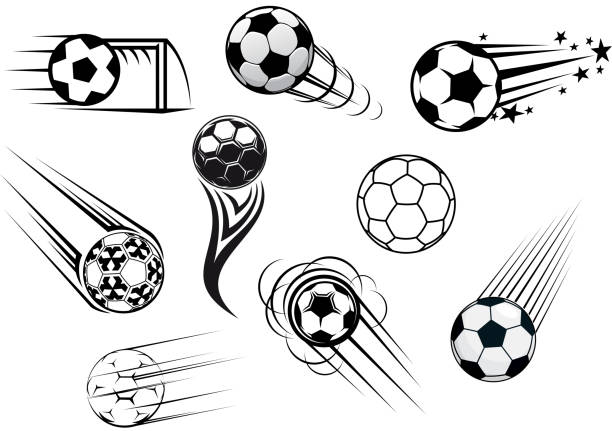 latający piłki nożnej - curve ball stock illustrations