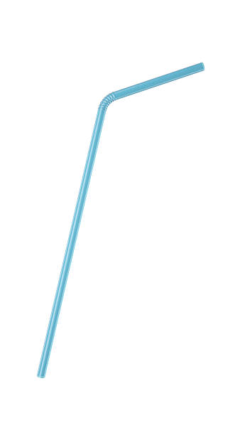istock 3D Blue Transparent Drinking Straw Isolated on White 529421331
