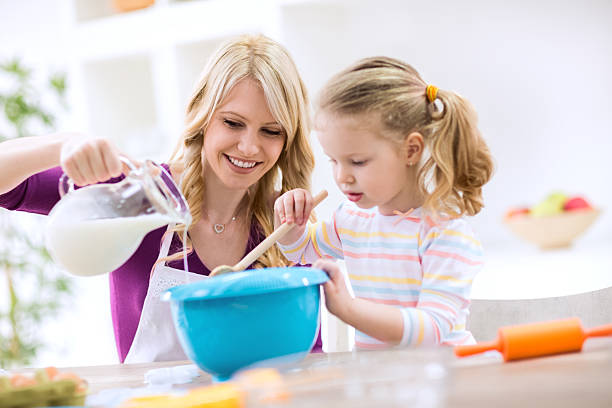 istock Mother and daughter baking pancakes 529422642