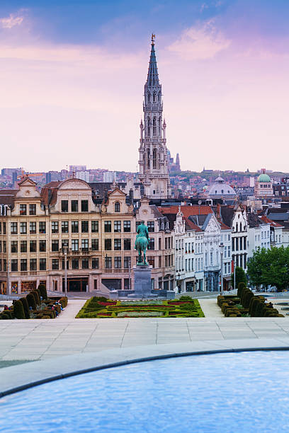Mont des Arts Garden and Brussels panorama, Belgium