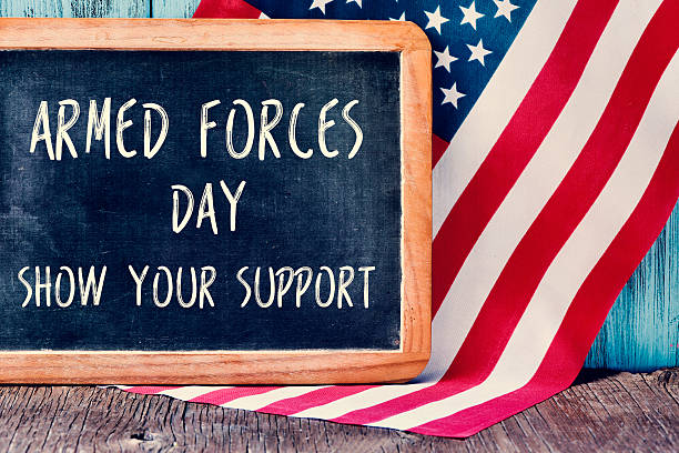 istock US flag and text armed forces day, show your support 529425194