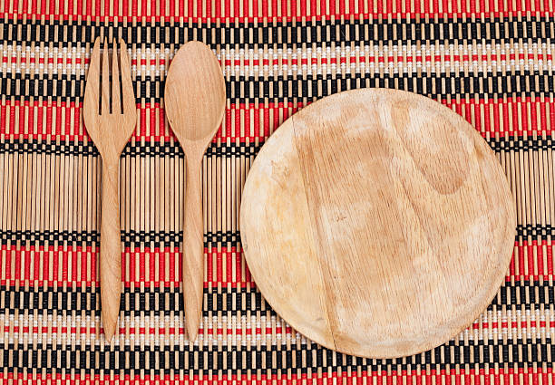 istock Wooden spoon and fork on wood texture of dining table 529425586