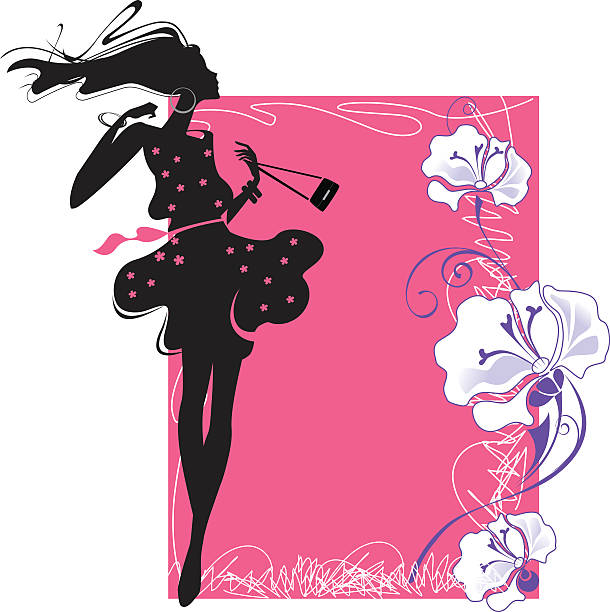 illustrations, cliparts, dessins animés et icônes de silhouette de jeune fille sur un fond avec les fleurs de rose - love abstract adult art