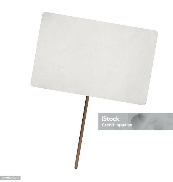 Blank Paper Sheet On Wooden Stick Stock Photo - Download Image Now - Sign, Stick - Plant Part, Placard