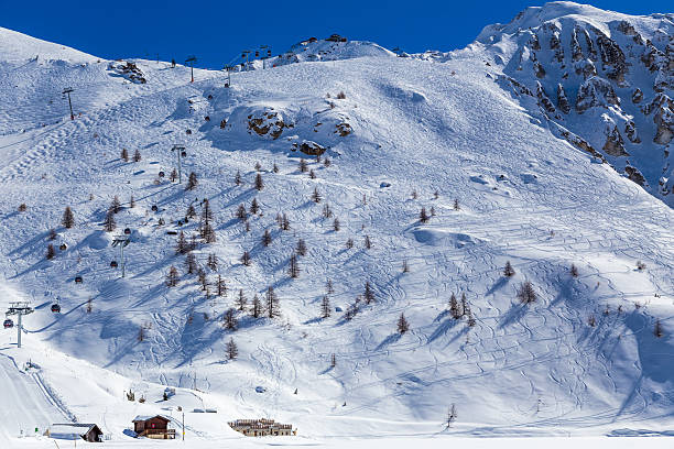 istock Slope with traces of skiing. 529434053
