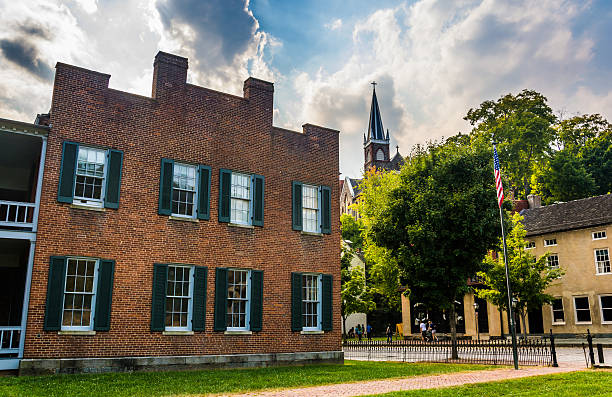 istock Dramatic sky over historic buildings in Harper's Ferry, West Vir 529434285