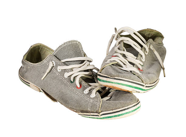 Old sneakers,Isolated on white background