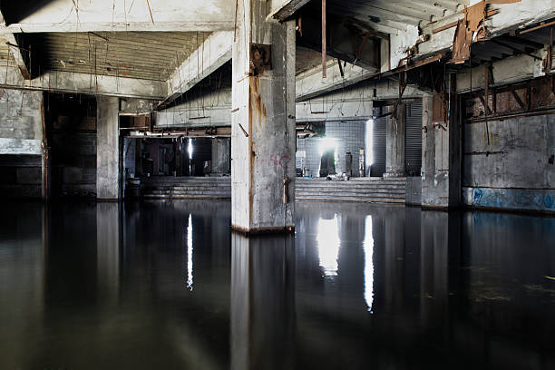 istock Columns in Abandoned Flooded Urban Ruin Architecture 529456707