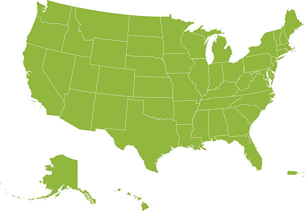 illustrazioni stock, clip art, cartoni animati e icone di tendenza di mappa vettoriale di stati uniti d'america - intricacy